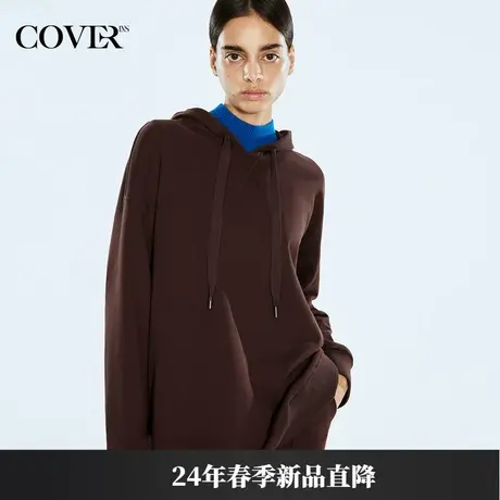 COVER2024春款长绒棉落肩休闲连帽卫衣商品大图