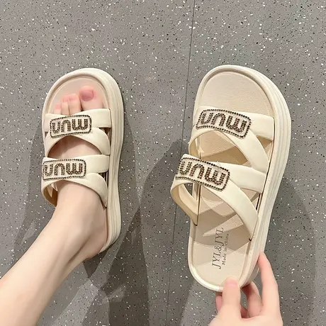 拖鞋女外穿新款小众高级感凉拖鞋时尚百搭踩屎感厚底防滑一字拖软商品大图