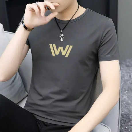 莫代尔夏季t恤男士短袖圆领上衣服冰丝凉感速干半袖体恤简约百搭商品大图