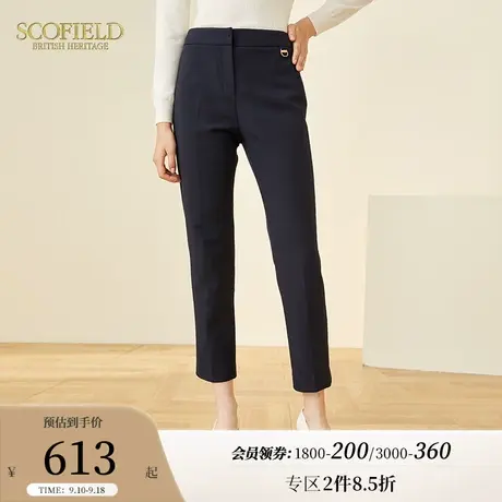Scofield女秋冬新款修身通勤商务高腰直筒裤宽松黑色垂感西装裤商品大图