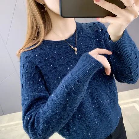 毛衣2022年新款女秋装宽松外穿韩版短款上衣洋气内搭针织打底衫女图片