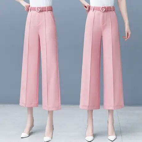 夏季八分阔腿裤女2023新款高腰宽松垂感直筒裤小个子高级感西装裤图片