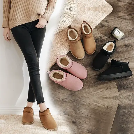 新款周冬雨同款雪地靴女棉鞋秋冬季居家保暖毛毛鞋室内潮棉拖鞋商品大图