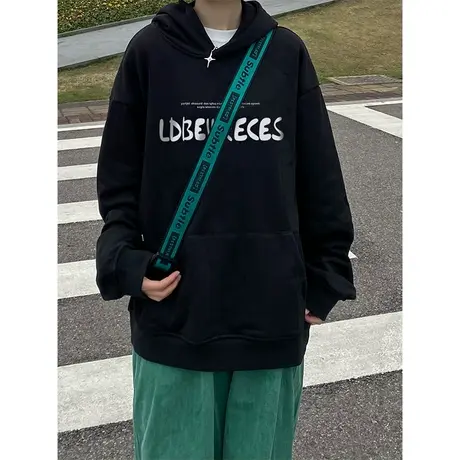 银狐绒设计感连帽卫衣女秋冬季加绒加厚ins潮牌国潮宽松大码外套图片