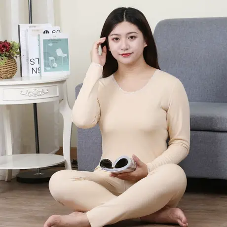简涵胖MM保暖内衣女细绒套装紧身2021新款秋衣秋裤女加大码秋季款商品大图