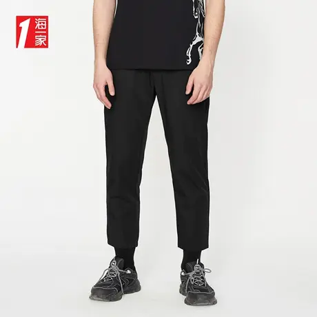 海一家简约印花九分裤2023夏季新款抽绳松紧腰时尚休闲裤男商品大图