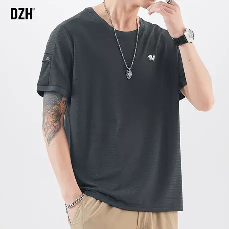 男士冰丝短袖t恤男运动衣服夏季网眼透气体恤衫半袖速干衣健身服商品大图
