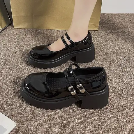 玛丽珍女鞋子2023年新款粗跟高跟鞋气质法式复古百搭配裙子小皮鞋商品大图