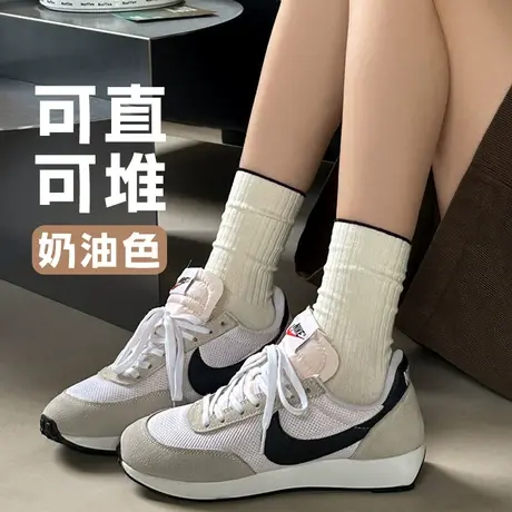 中长筒袜子女春秋薄款堆堆棉袜奶白色配球鞋运动鞋ins潮女土娃子商品大图