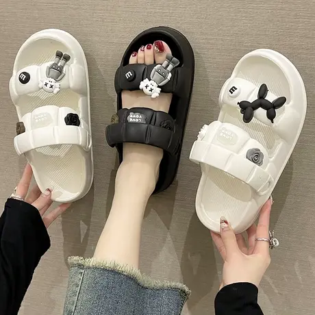 凉鞋女夏季两穿厚底防滑网红时尚可爱芝麻街踩屎感外穿沙滩凉拖鞋图片