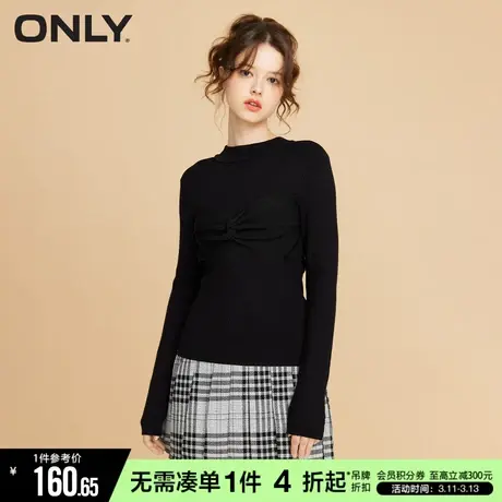 ONLY春秋时尚气质蝴蝶结长袖套头针织衫女|122413031图片
