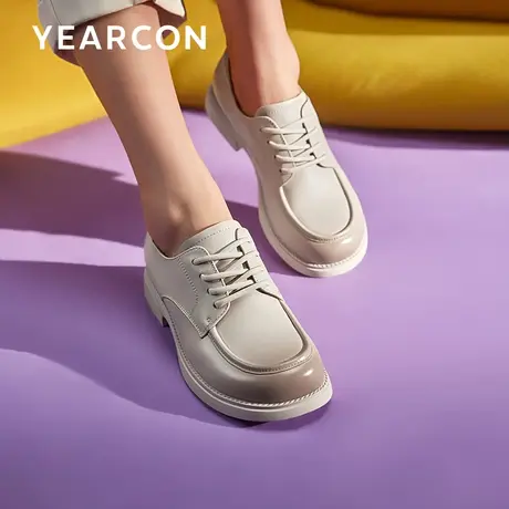 意尔康英伦风小皮鞋女2024新款春真皮百搭单鞋配裙子学院风乐福鞋图片