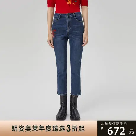朗姿/LANCY秋季新款女士牛仔裤高腰通勤阔腿裤女商场同款专柜正品图片