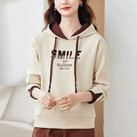 连帽加绒加厚卫衣女秋冬2023年新款时尚设计感长袖休闲上衣服外套图片