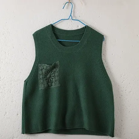 dza 复古棉线针织马甲女士春季外搭毛衣马夹新款宽松内搭无袖上衣图片