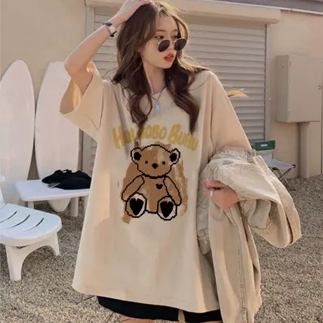 纯棉t恤女夏欧美潮牌小众设计感宽松chic港风短袖大码情侣上衣ins商品大图