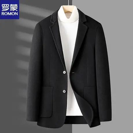 罗蒙秋冬双面羊毛呢西服男士时尚中青年商务休闲无羊绒妮子小西装商品大图