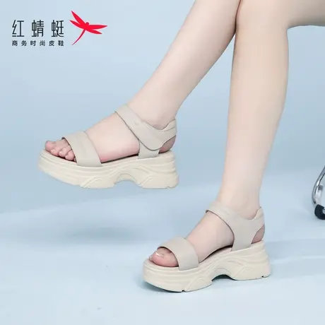 红蜻蜓厚底运动夏天沙滩鞋老爹松糕凉鞋女2025新款夏季品牌全牛皮商品大图