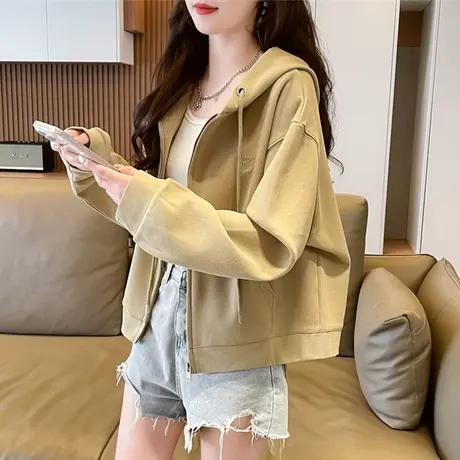 早秋装外套女2024新款春秋季韩版宽松初秋休闲薄款小个子开衫卫衣图片