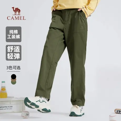 骆驼男装纯棉工装裤男士2025新款春秋直筒弹力宽松休闲运动长裤子商品大图