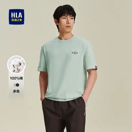HLA/海澜之家米格联名短袖T恤25夏季新落肩微阔宽松纯棉卡通短t男商品大图