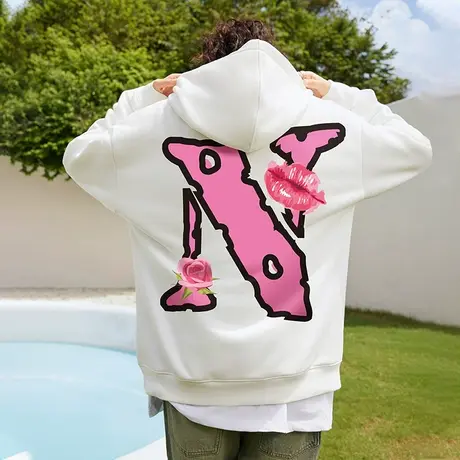 Nuthink欧美潮牌宽松字母连帽卫衣男潮高街潮流大码情侣冬季外套商品大图