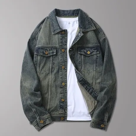 贝勒犀牛秋冬牛仔夹克复古修身透气立领休闲时尚长袖男外套衣服衫图片