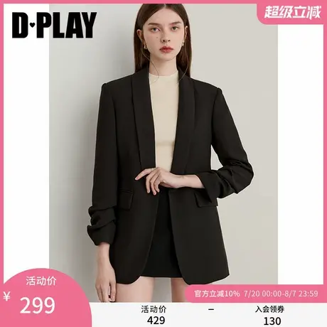 DPLAY【时髦通勤系列】2025秋季新款黑色西装外套女职业通勤上衣商品大图