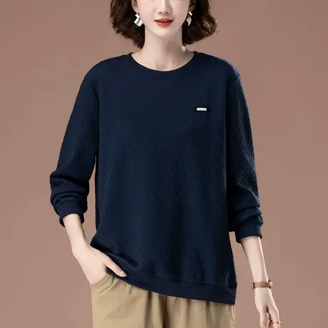 中年妈妈卫衣早秋新款加肥加大码女装宽松圆领休闲外穿打底衫上衣图片