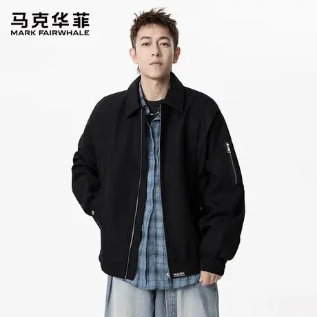 马克华菲美式复古飞行员夹克男士秋季高级感百搭休闲宽松翻领外套图片