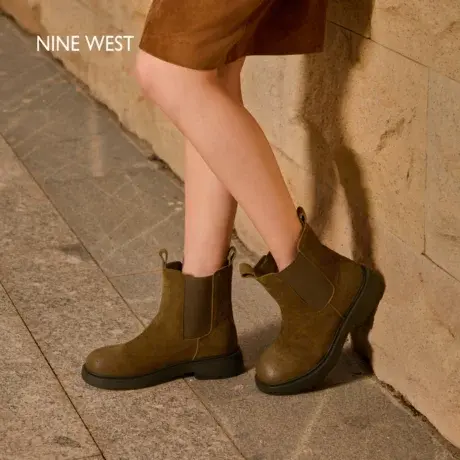 Nine West/玖熙厚底切尔西靴女秋冬短靴时尚英伦风短筒靴真皮商品大图