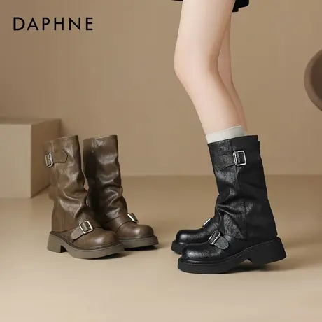 达芙妮短靴中筒靴雪地靴长筒靴加绒靴子马丁靴冬季清仓特价图片