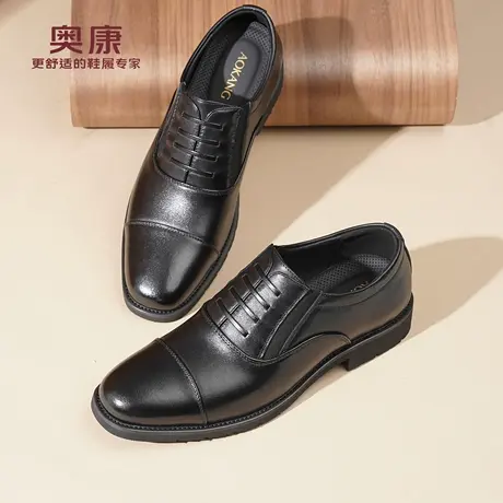 奥康 男鞋2025春秋新款三接头风格正装休闲男士真皮皮鞋L商品大图