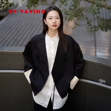 EP YAYING雅莹女装 国风撞色刺绣棉服 春装商场同款M117A图片