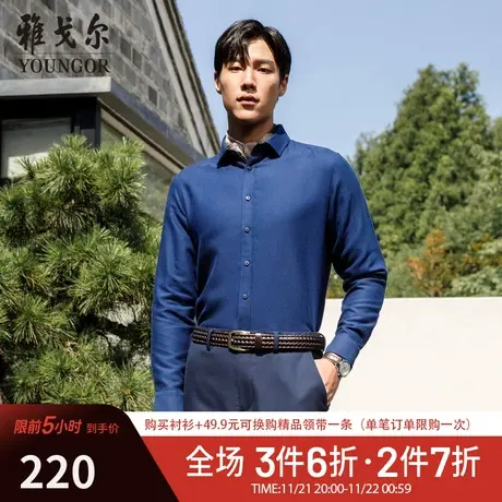 【绒面磨毛】V系雅戈尔衬衫冬季商务休闲通勤百搭保暖长袖衬衫图片