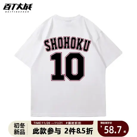 灌篮高手t恤号码纯棉灌湘北全国大赛训练服樱木花道队服纯棉短袖商品大图