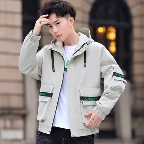 秋季男士外套夹克工装宽松连帽潮流休闲学生情侣夹克衫上衣服男装商品大图