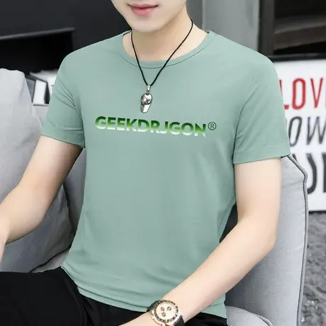 莫代尔t恤男士短袖潮牌夏季速干冰丝凉感半袖印花上衣服圆领体恤商品大图