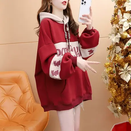 春秋薄款连帽卫衣女2024年新款春季爆款洋气减龄宽松oversize外套商品大图