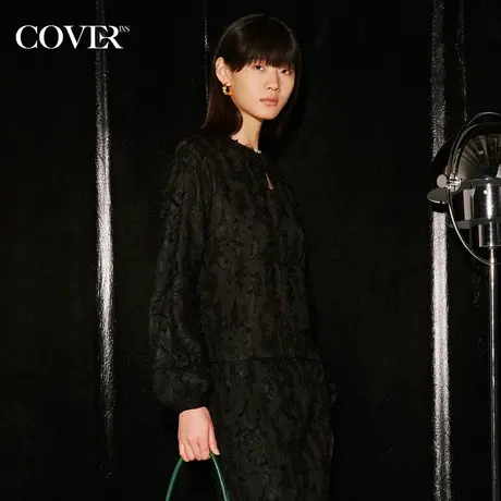 COVER秋季圆领一粒扣泡泡袖衬衫图片