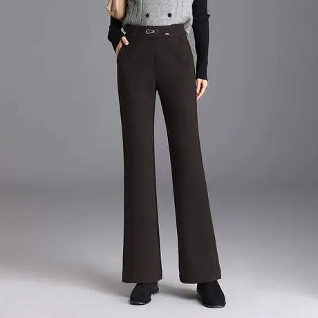 毛呢微喇裤高腰休闲裤时尚气质长裤秋冬季2023新款韩版显瘦裤子女商品大图