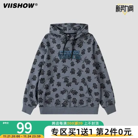 VIISHOW皮卡丘卫衣男士2022春秋新款ins潮流连帽落肩宽松男士上衣图片