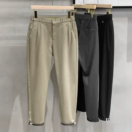 铜氨丝秋季男直筒宽松九分裤韩版潮流男士裤子哈伦长裤小脚休闲裤图片