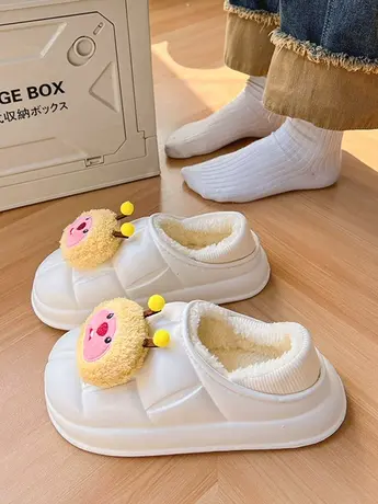 可爱卡通棉鞋女包跟2023年秋冬新款松糕厚底网红居家保暖两穿棉拖商品大图