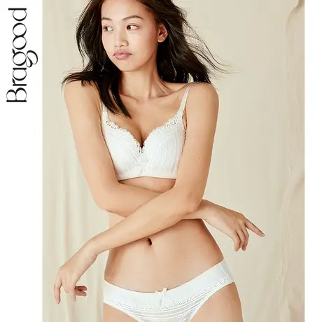 内衣女小胸聚拢文胸大胸显小美背无钢圈薄款蕾丝法式小胸大码套装商品大图