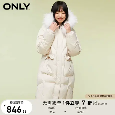 ONLY奥莱冬季90白鸭绒直筒连帽中长款加厚羽绒服女商品大图