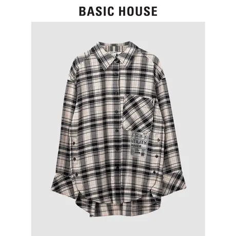 Basic House/百家好2021秋冬新款商场同款格纹衬衫上衣HVWS727A图片