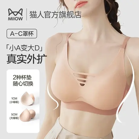 猫人内衣女小胸聚拢外扩型性感无痕显大文胸收副乳防下垂漫画胸罩图片