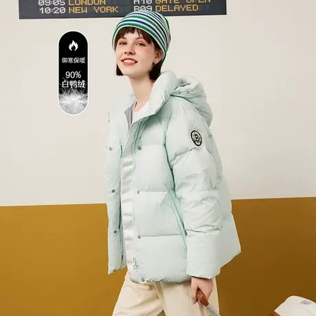 a02保暖白鸭绒简约风纯色长袖上衣冬季个性百搭面包服女式羽绒服商品大图