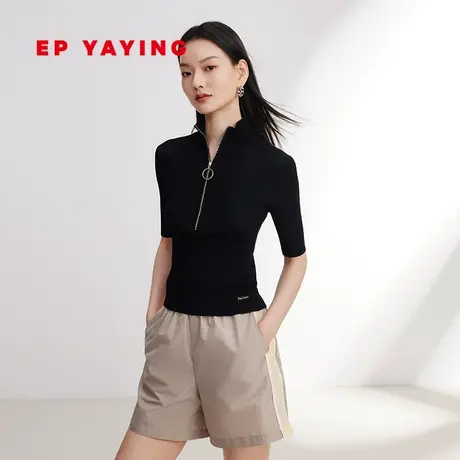 EP YAYING雅莹女装 半高领拉链短袖针织衫 2024春装新款9905A图片